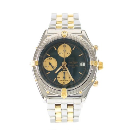 Breitling Uhr Chronomat gebraucht Edelstahl/Gold Green Ref. B13050