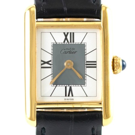 Cartier Tank Lady gebraucht 925 Silber vergoldet Quarz Revision