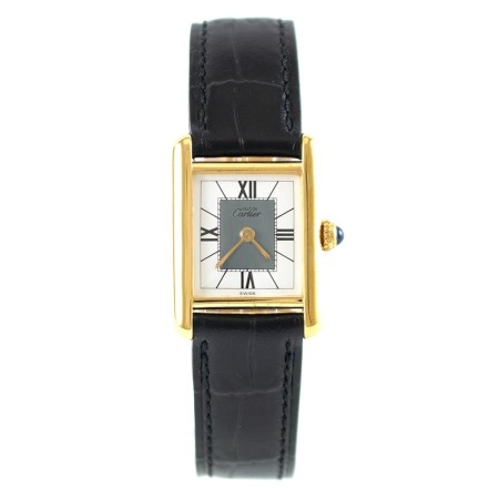 Cartier Tank Lady gebraucht 925 Silber vergoldet Quarz Revision