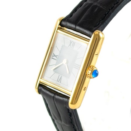 Cartier Tank Lady gebraucht 925 Silber vergoldet Quarz Revision