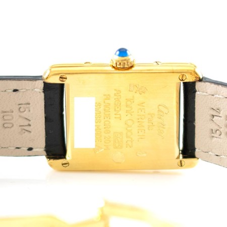 Cartier Tank Lady gebraucht 925 Silber vergoldet Quarz Revision