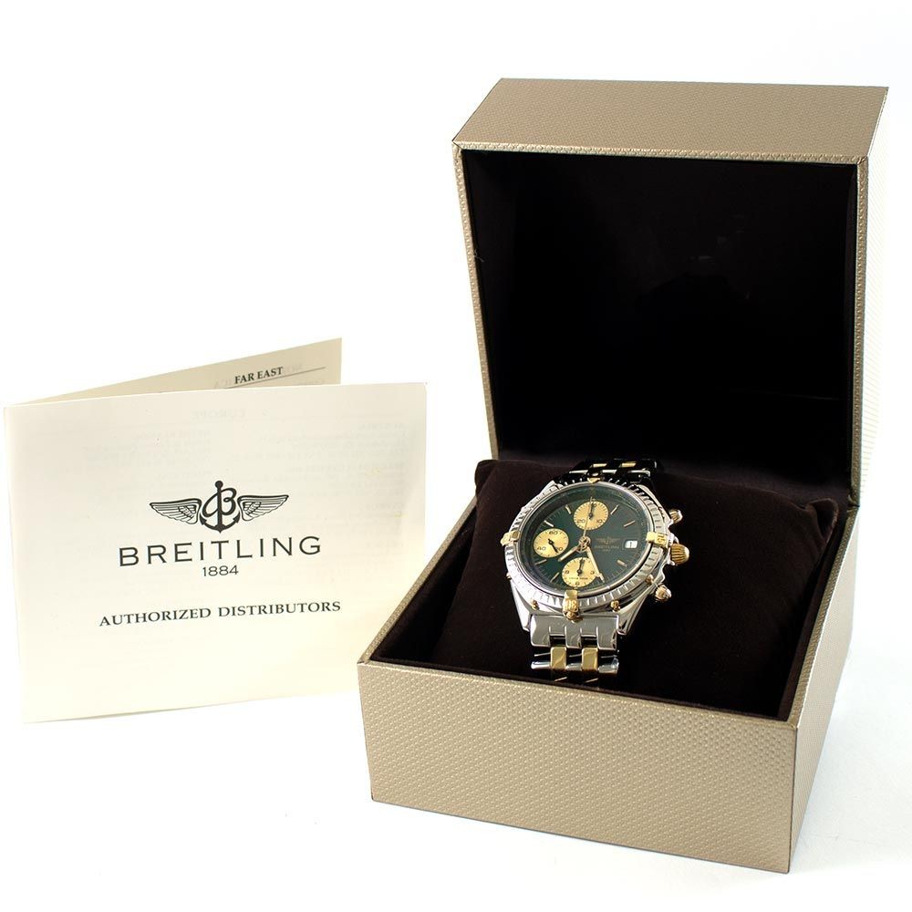 Breitling Uhr Chronomat gebraucht Edelstahl/Gold Green Ref. B13050